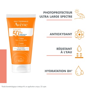 Avène Cremă Cu Protecție Solară SPF50+ Finisaj Invizibil Piele Sensibilă Și Uscată Tub 50ml - Img 5