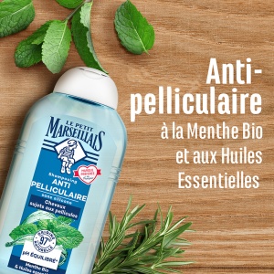 Le Petit Marseillais Infusion Șampon Antimătreață 2 În 1 Cu Mentă Bio Și Uleiuri Esențiale Pentru Toate Tipurile De Păr 250ml - Img 3