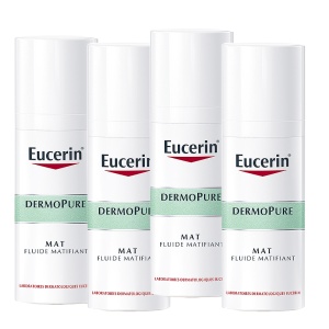 Pachet 3+1 Eucerin DermoPure Mat Fluid Matifiant Piele Cu Imperfecțiuni Flacon 4x50ml