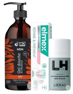 Pachet Mix&Match Igienă Mkl Green Nature Barbati Gel De Duș + Elmex Sensitive Pastă Dinți + Lierac Barbati Deodorant Antiperspirant 3 Produse