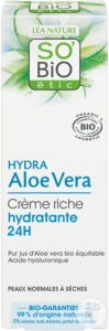 So'Bio Étic Aloe Vera Cremă Bogată Hidratantă 24h Pentru Ten Normal Până La Uscat Bio 50ml