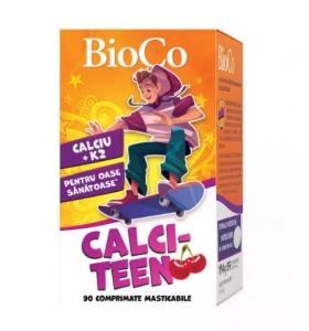 BIOCO CALCI-TEEN * 90 COMPRIMATE MASTICABILE CU AROMĂ DE CIREȘE