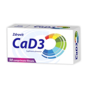 CALCIU + VITAMINA D3, 50 COMPRIMATE, ZDROVIT
