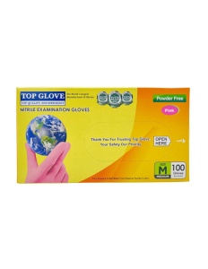 MANUSI EXAMINARE NITRIL ROZ NEPUDRATE TOP GLOVE MARIMEA M * 100 BUC