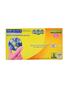 MANUSI EXAMINARE NITRIL ROZ NEPUDRATE TOP GLOVE MARIMEA S * 100 BUC