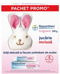 PACHET PROMOȚIONAL BEPANTHEN 5% UNGUENT * 100 G + JUCARIE IEPURAS ROZ 4578, BAYER