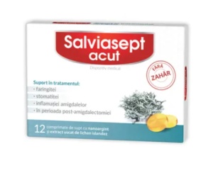 SALVIASEPT ACUT FARA ZAHAR * 12 COMPRIMATE DE SUPT, ZDROVIT