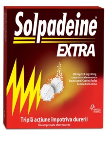 Solpadeine Extra, 500 mg/12.8 mg/30 mg, 16 comprimate efervescente