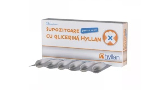 Supozitoare cu glicerina copii, 1500 mg x 12 bucati, Hyllan