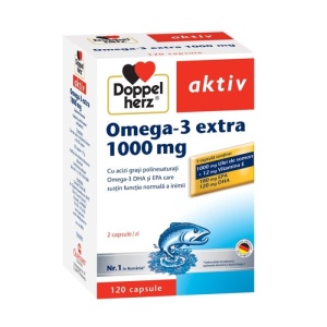 OMEGA 3 EXTRA+ULEI DE SOMON * 120 CAPSULE, DOPPELHERZ