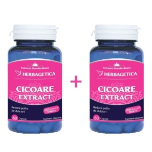 PACHET CICOARE EXTRACT * 60 CAPSULE, HERBAGETICA 1+1 REDUCERE 50% LA AL DOILEA