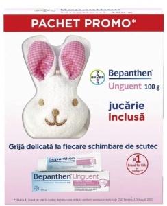 PACHET PROMOȚIONAL BEPANTHEN 5% UNGUENT * 100 G + JUCARIE IEPURAS ROZ 4578, BAYER