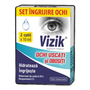 PACHET VIZIK PICATURI PENTRU OCHI USCATI SI OBOSITI * 2 x 10 ML, ZDROVIT