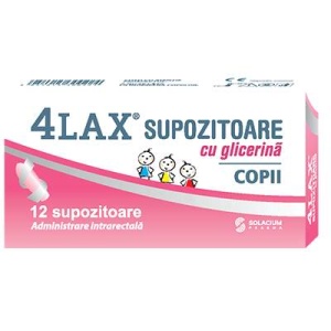 Supozitoare cu glicerina pentru bebelusi, 4LAX, 12 supozitoare