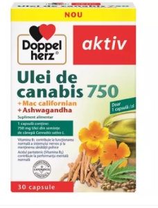 AKTIV ULEI DE CANABIS 750 + MAC CALIFORNIAN + ASHWAGANDHA * 30 CAPSULE, DOPPELHERZ