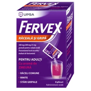FERVEX RACEALA SI GRIPA ADULTI CU AROMA ZMEURA * 8 PLIC