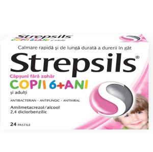 STREPSILS CAPSUNI FARA ZAHAR * 24 COMPRIMATE