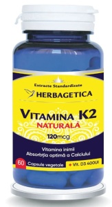 VITAMINA K2 MK7 NATURALA 120 MCG * 60 CAPSULE, HERBAGETICA