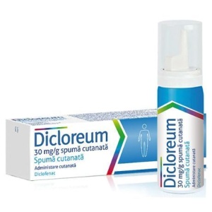 Dicloreum spuma cutanta, 30 mg/g, 50 g