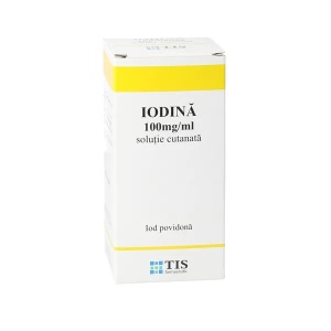 Iodina solutie cutanata, 10%, 100 ml, Tis