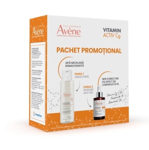 PACHET PROMOTIONAL AVENE APA MICELARA DEMACHIANTA*100 ML + SER CORECTOR VITAMINA Cg*30 ML