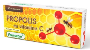 Propolis + Vitamina C, 30 comprimate, Farmacom