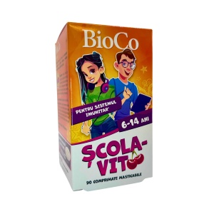 BIOCO MULTIVITAMINE PENTRU SCOLARI (6-14 ANI) * 90 COMPRIMATE MASTICABILE CU AROMĂ DE VIȘINE