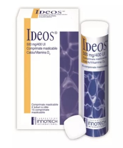 IDEOS CALCIU+VITAMINA D3, 500 MG/400 UI * 2 TUB/15 COMPRIMATE MASTICABILE