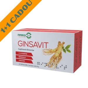 PACHET PROMOTIONAL GINSAVIT * 24 CAPSULE, 1 + 1 GRATIS, PHARCO