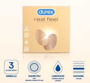 PREZERVATIVE DUREX REAL FEEL * 3 BUC