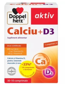 AKTIV CALCIU+D3 * 30 COMPRIMATE + 10 COMPRIMATE, DOPPELHERZ