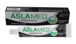 Aslamed pasta de dinti cu carbune activ, 75 ml