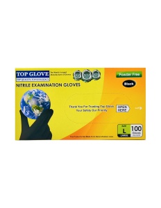 MANUSI EXAMINARE NITRIL NEGRU NEPUDRATE TOP GLOVE MARIMEA L * 100 BUC