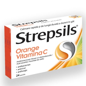 STREPSILS ORANGE VITAMINA C * 24 COMPRIMATE RECKITT