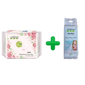 ABSORBANTE SENSITIVE, DAY * 10 BUC, NATEEN + + SERVETELE UMEDE 99% APA BABY WIPES*10 BUC NATEEN