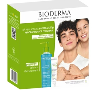 Bioderma Sebium Kerato x 30 ml + gel spuma cu pompa x 200 ml cadou