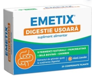 EMETIX DIGESTIE USOARA * 20 COMPRIMATE FILMATE GASTROREZISTENTE