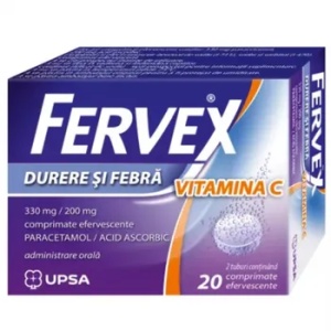 FERVEX DURERE SI FEBRA VITAMINA C 330 MG/200 MG * 20 COMPRIMATE EFERVESCENTE