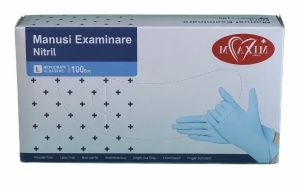 MANUSI EXAMIMARE NITRIL MAXIM ALBASTRU NEPUDRATE MAR. L * 100 BUC