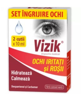 PACHET VIZIK PICATURI PENTRU OCHI IRITATI SI ROSII * 2 x 10 ml, ZDROVIT