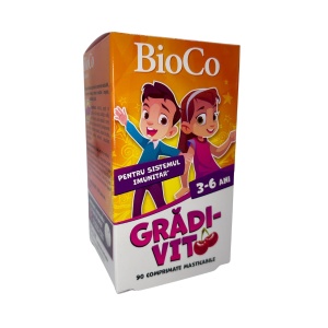 BIOCO MULTIVITAMINE PENTRU COPII DE GRADINITA (3-6 ANI) * 90 COMPRIMATE MASTICABILE CU AROMĂ DE CIREȘE