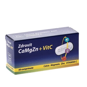 Calciu Magneziu Zinc Vitamina C, 50 comprimate, Zdrovit