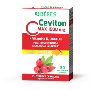 CEVITON C MAX 1500 MG+ VITAMINA D3 3000 UI RETRAD * 30 COMPRIMATE FILMATE, BERES