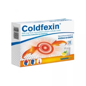 Coldfexin, 500 mg/12.2 mg, 10 plicuri, pulbere pentru solutie orala