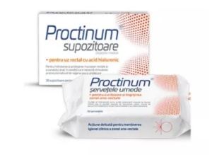 Proctinum, 10 Supozitoare + servetele umede, 72 bucati, Zdrovit
