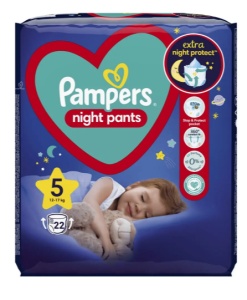 SCUTECE-CHILOTEL DE NOAPTE PAMPERS NIGHT PANTS, MARIMEA 5, 12-17 KG * 22 BUC