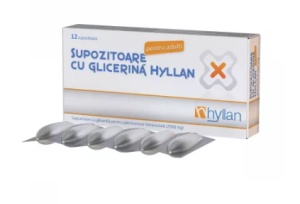 Supozitoare cu glicerina adulti, 2500 mg x 12 bucati, Hyllan