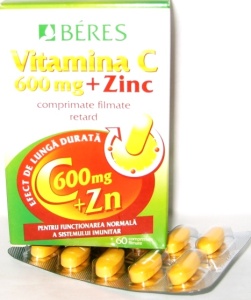 Vitamina C 600 mg + Zinc 15 mg, 60 comprimate, Beres