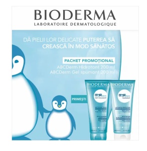 ABCDERM LAPTE HIDRATANT, 200 ML + ABCDERM GEL SPUMANT, 200ML, BIODERMA