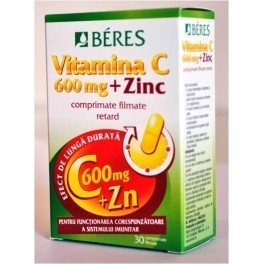 BERES VITAMINA C 600 MG + ZINC, 30 COMPRIMATE